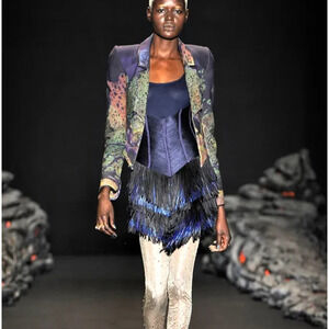 Jen Kao Blazer Jacket Fall 2011 Ready to Wear Multi Color Long Sleeve S